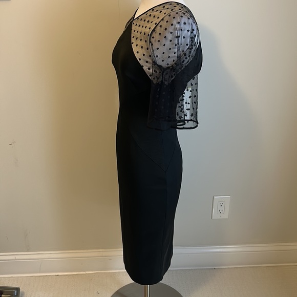 Karen Millen Black Mesh Swiss Dot Sleeve Dress - Picture 4 of 10